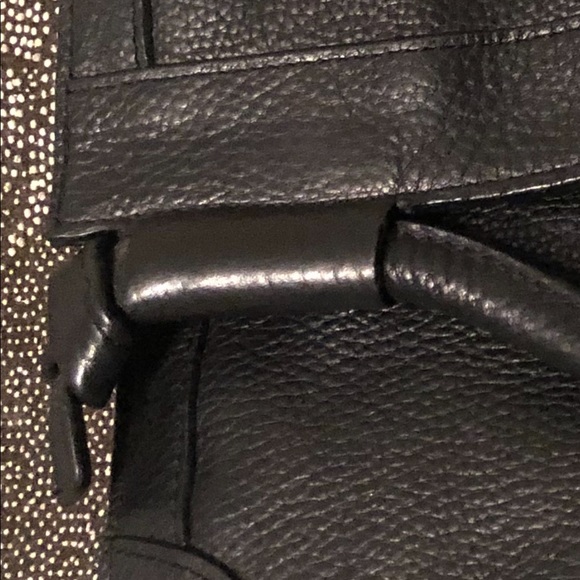 FOLEY AND CORRINA BLACK LEATHER CROSSBODY BAG, corner hardware, great shape - Picture 9 of 12